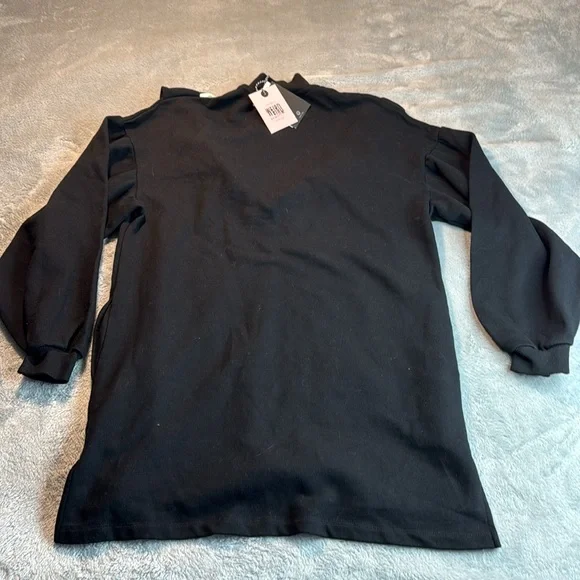 NWT Lazy Oaf Ruffle Sweater Dress Black Size Small - Picture 8 of 15